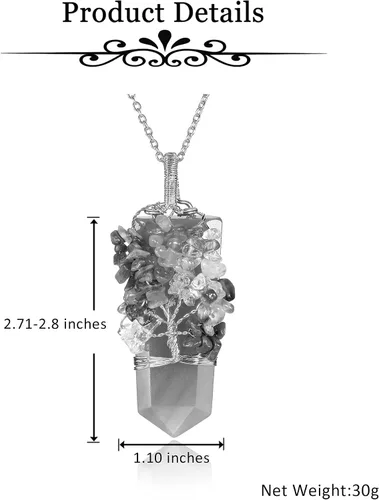Miniatura 5 de Collar con colgante de árbol de la vida de 7 chakras naturales de cristal curativo de reiki, joyería para mujer para buena suerte, meditación