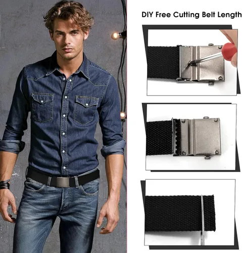Miniatura 6 de JASGOOD 3 Pack Unisex-Adult Military Web Belt Canvas Web Belt for Men Adjustable Cloth Fabric Belt with Metal Buckle