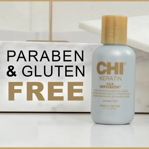 Miniatura 2 de CHI Infusión de seda de queratina, suero hidratante para el cabello para restaurar la suavidad y el brillo, ayuda a secar el cabello dañado, sin