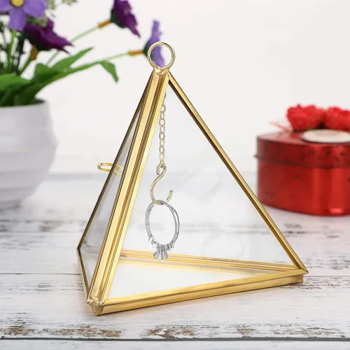 Miniatura 7 de Hipiwe Soporte de exhibición de anillos de joyería, soporte de anillo de cristal, caja de joyería geométrica de cristal, caja de regalo para anillos