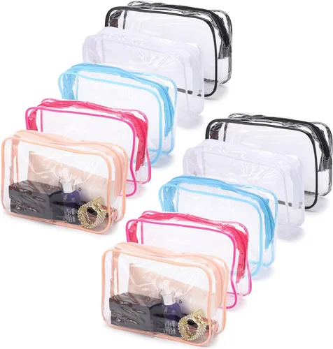 Miniatura 8 de Tbestmax 10 Piezas Bolsas de Cosméticos Transparentes Bolsas de Maquillaje Portátiles Impermeables Bolsas de Artículos de Tocador de Viaje Negro
