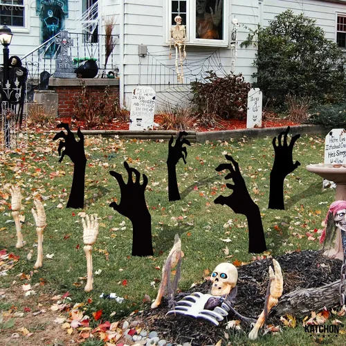 Miniatura 8 de KatchOn, Letreros aterradores de mano con estacas – Grandes, 16 pulgadas Letreros de patio de Halloween para decoraciones de Halloween al aire
