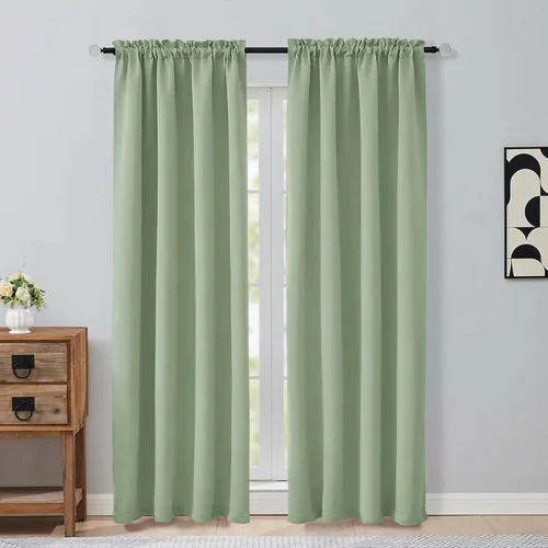 Miniatura 218 de OVZME Cortinas opacas turquesa para tratamiento de ventanas pequeñas, cortinas cortas con bloqueo de luz para ventana de cocina sobre el fregadero