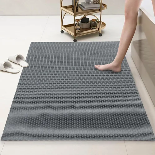 Miniatura 2 de HOMBYS 35 x 24 Alfombra de Ducha Extra Grande para Cabina de Ducha y Tina, Alfombra de Baño Antideslizante, Accesorios de Baño de PVC, Secado Gris