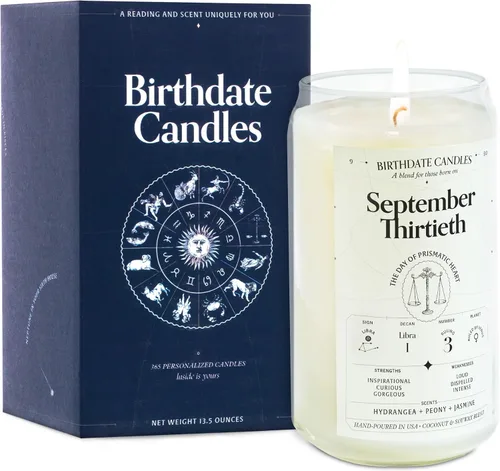 Miniatura 149 de Velas con fecha de nacimiento, 28 de octubre, velas perfumadas del zodiaco de Escorpio, regalo de cumpleaños, aroma a bergamota, canela y caoba