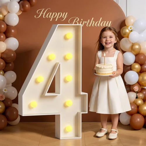 Miniatura 95 de Números de marquesina de 4 pies de alto, 4 pies de alto, números grandes iluminados 0 para 30, 40, 50, 60, decoración de fiesta de cumpleaños