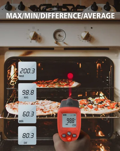 Miniatura 5 de Wintact Pistola de temperatura con termómetro infrarrojo, superficie digital sin contacto, pistola de temperatura de calor láser para cocina