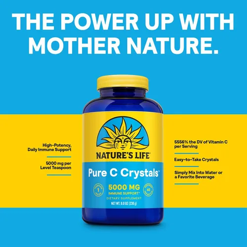Miniatura 4 de Nature's Life Cristales de vitamina C puros – 5000 mg VIT C – Suplemento antioxidante e inmunológico, apoyo cardiovascular – Cristales de vitamina C