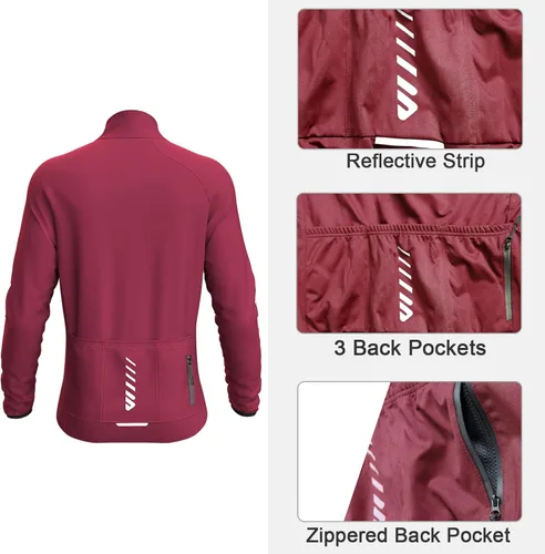 Miniatura 3 de Wulibike Cycling Jackets for Men, Reflective Running Jacket Men Winter Cycling Clothing Full Zip with Pocket