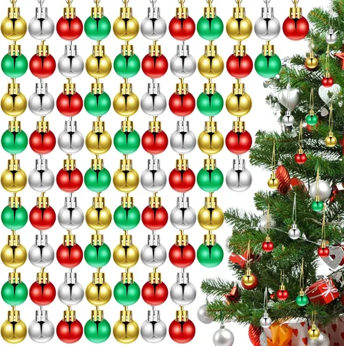 Poen 200 Piezas Mini Adornos de Bolas de Navidad de 0.79 Pulgadas Bolas de Árbol de Navidad Adornos Miniatura para Árbol Coloridos Colgante de
