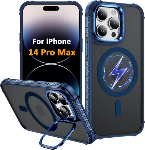 Miniatura 25 de i Phone 13 - Funda para iPhone 14, compatible con carga inalámbrica MagSafe, resistente, a prueba de golpes, soporte ajustable, color rojo mate