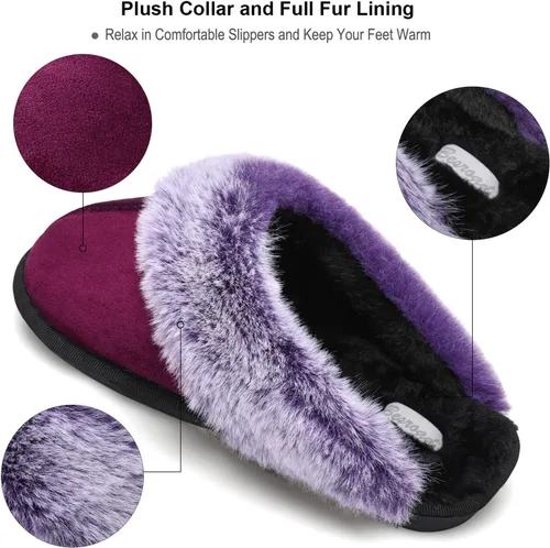 Miniatura 3 de Besroad Pantuflas de invierno peludas para la casa, sandalias de felpa de piel sintética esponjosas, zapatos cálidos para mujer