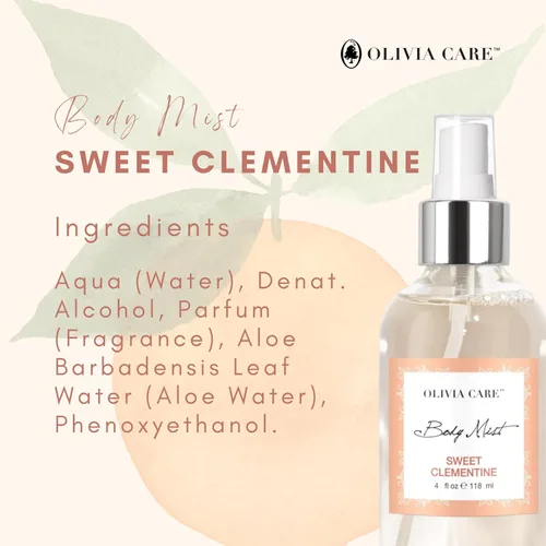 Miniatura 4 de Olivia Care Spray corporal hecho con aroma natural de clementina dulce, refrescante, calmante, refrescante e hidratante, elimina el olor con aroma