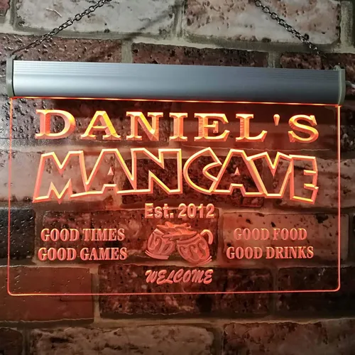 Miniatura 16 de ADVPRO - Cartel de neón para nombre y fecha personalizados, bar para hombres «Daniel´s», st4-x0012-tm Rojo