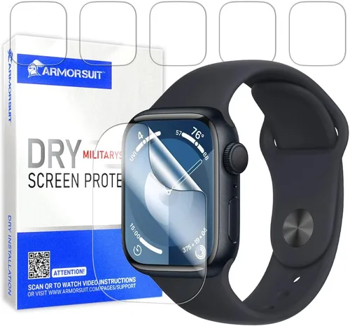 ArmorSuit Paquete de 6 protectores de pantalla para Apple Watch Series 9/8/7 (1.614 pulgadas) Dry-Shield HD Clear TPU Dry Installation Film