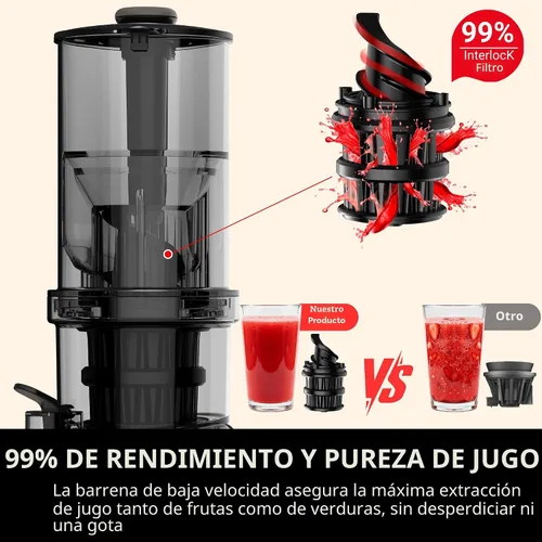 Miniatura 3 de AIZIYO - Exprimidor con canal grande de 5.4 pulgadas, 99% de rendimiento de jugo, sin BPA, separación automática de pulpa, máquina exprimidora