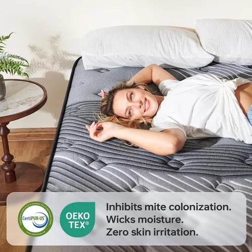 Miniatura 6 de Colchón híbrido King de 12 pulgadas en una caja, parte superior europea de firmeza media, espuma viscoelástica de gel ActiveCool para alivio