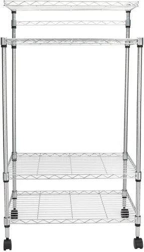Miniatura 4 de Estante para panaderos con ruedas, carrito de microondas de cocina con almacenamiento, carrito de alambre ajustable de 4 niveles de altura