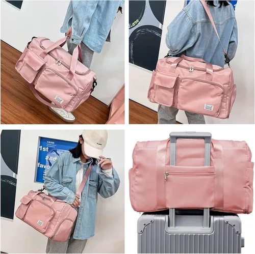 Miniatura 7 de Bolsa deportiva de gimnasio con compartimento para zapatos, bolsa de viaje con bolsillo separado seco húmedo para hombres y mujeres, bolsa de noche