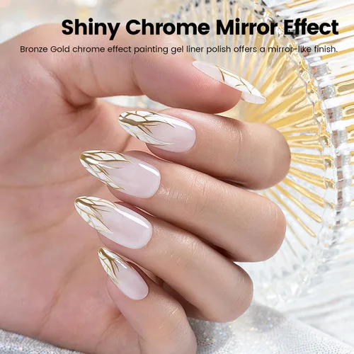 Miniatura 3 de RARJSM Esmalte de uñas en gel metálico para arte de uñas, 3D efecto espejo, gel de uñas con brillo metálico, 8 ml, pincel fino incorporado, pintura