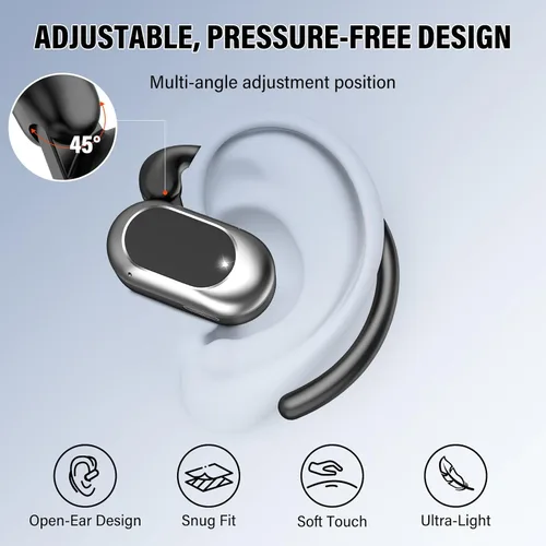 Miniatura 3 de Auriculares de oreja abierta, Bluetooth 5.4, auriculares de conducción de aire de 36 horas de reproducción con micrófono, auriculares ajustables