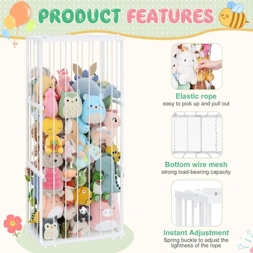 Miniatura 5 de Almacenamiento de animales de peluche de metal, soporte grande para animales de peluche con cordón elástico, almacenamiento de zoológico de animales