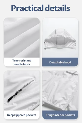 Miniatura 7 de CREATMO US Abrigos de lluvia impermeables para hombre, chaqueta de ciclismo reflectante con capucha extraíble