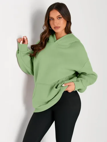 Miniatura 234 de Trendy Queen - Sudaderas extragrandes con capucha para mujer, suéteres de manga larga, sin botones, de vellón, de otoño, ropa de invierno