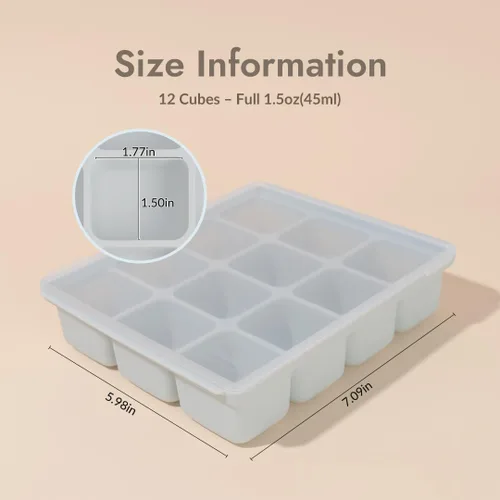Miniatura 3 de Bandeja de silicona para congelador, cubos de almacenamiento de comida para bebé con tapa a clip, congelar comida para bebé, sopas, purés, hielo