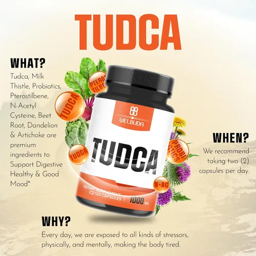 Miniatura 5 de Suplemento Tudca 8 en 1 de 1000 mg – 120 cápsulas durante 2 meses – Extra fuerte con cardo mariano, probióticos, raíz de remolacha, diente de león