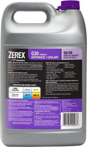 Miniatura 3 de Zerex Anticongelante/refrigerante prediluido 50/50 sin fosfatos ni silicatos G30 1 GA, caja de 6