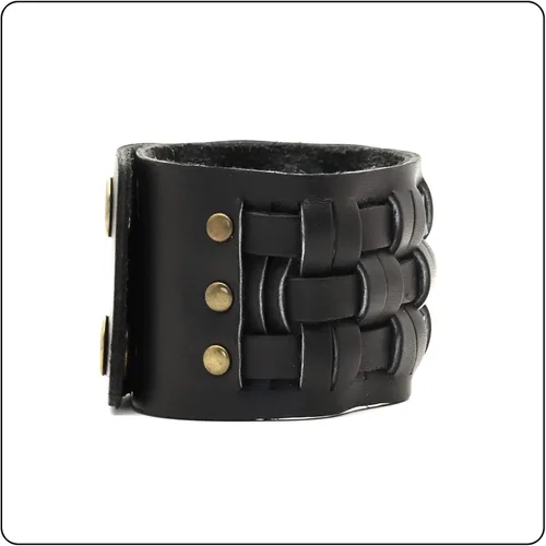 Miniatura 6 de Punk Rock Snap pulsera trenzada de cuero ancho brazalete brazalete brazalete