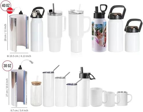 Miniatura 4 de PYD Life Máquina de prensa térmica de vasos 2 en 1 de 40 onzas, 110 V, azul, 20 onzas, 30 onzas, prensa de calor para vasos de 40 onzas con asa