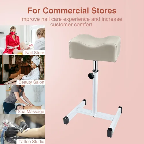 Miniatura 4 de Reposapiés de pedicura, silla de pedicura ajustable en altura, taburete de pedicura antideslizante para masaje, oficina o hogar (gris claro)