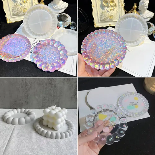 Miniatura 7 de 2 moldes de resina para bandeja de burbujas, molde de silicona para portavasos, molde de fundición de resina epoxi, lindo molde de joyería