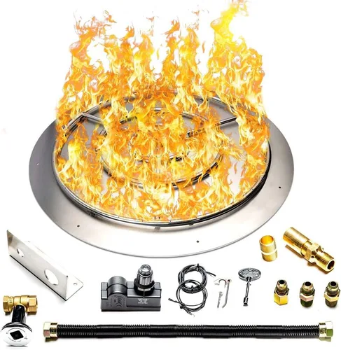 Miniatura 31 de Kit de quemador de acero inoxidable y anillo Pro con encendido por chispa para fogatas de gas natural, sartén de 36 pulgadas, anillo de quemador