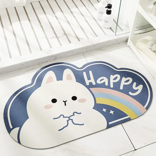 Miniatura 11 de Tapete de baño súper absorbente, tapete de entrada antideslizante con dibujos animados, cojín de secado rápido para suelo de baño y ducha