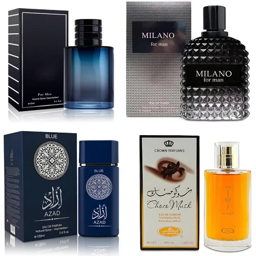 Miniatura 12 de AFLUXE Juego de 4 Colonias para Hombre Incluye Choco Musk/SE/Victory Infamous/Milano Aroma de Madera, Picante, Cítrico y Aromático eau de parfum Set