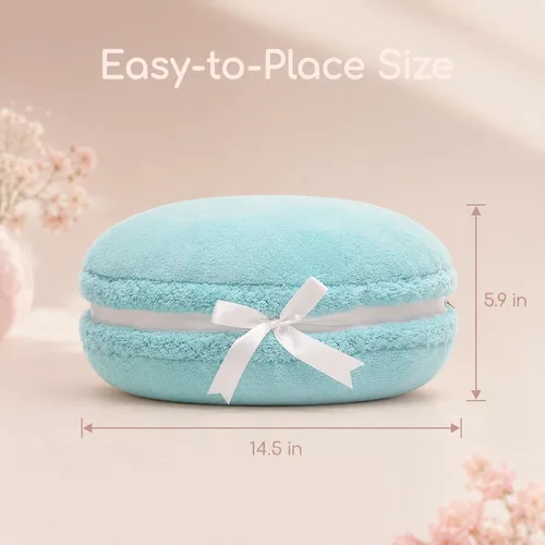 Miniatura 3 de Almohada decorativa redonda de plush con forma de macarrón ChezMax, de 14.5 pulgadas