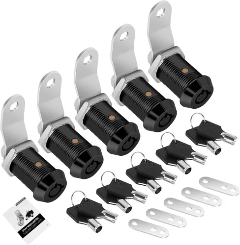 Miniatura 32 de Paquete de 2 cerraduras de caja de herramientas con llaves, cerradura de leva para gabinete de 5/8 pulgadas con llave maestra, cerradura de repuesto