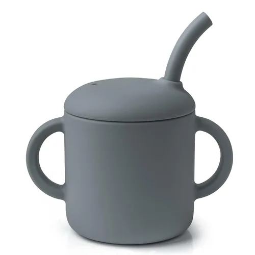 Miniatura 8 de Vaso de silicona con popote para bebés de 6 meses en adelante, 6 onzas, libre de BPA, taza de entrenamiento de silicona de grado alimenticio