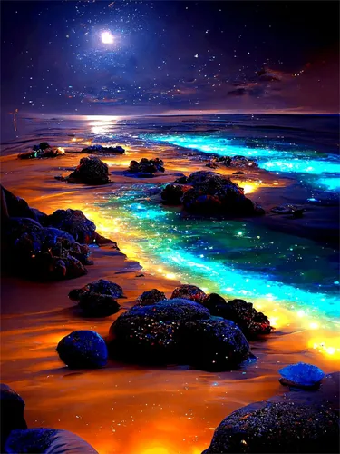 Kits de Arte de Diamante Yunnuo para Adultos, Pintura de Diamante de Playa de Luna Llena para Principiantes, Pintura DIY con Taladro Completo con