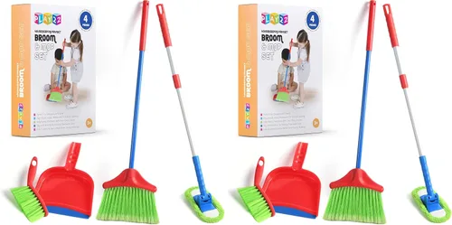 Miniatura 8 de Play22 Juego de limpieza para niños de 4 piezas – El juego de limpieza de juguetes incluye escoba, trapeador, cepillo, bandeja para el polvo – El