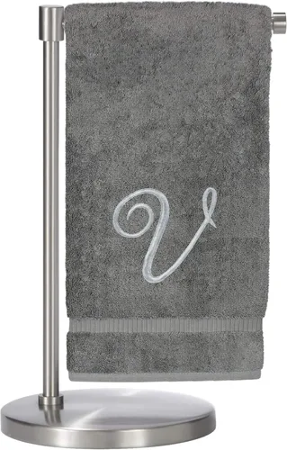 Miniatura 60 de Script R - Toalla de baño con monograma, regalo personalizado, 27 x 54 pulgadas, juego de 1 toalla bordada con texto dorado, 100% algodón turco