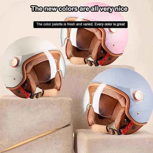 Miniatura 6 de Casco vintage de cara abierta 3/4 para hombres y mujeres, aprobado por el DOT para adultos, casco retro para motocicleta, casco de ciclomotor