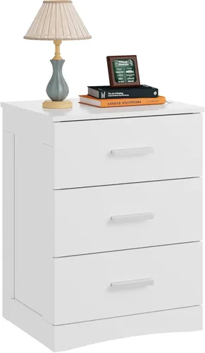 Miniatura 10 de WLIVE Black Night Stand with 3 Drawers, Small Wooden Nightstand, Bed Side Table for Bedroom, Living Room, Dorm, Modern Minimalist Bedside Table