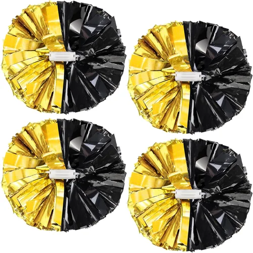 4 pompones metálicos de animadora mejorados de 12 pulgadas, pompones de animadora de HOLENGS para niños y adultos, pompones de escuadrón de