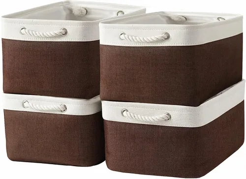 Miniatura 18 de Cesta de organización y almacenamiento para estantes - Paquete pequeño de 6 cestas de almacenamiento de tela plegables para organizar con asa