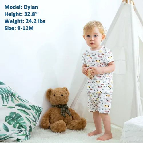 Miniatura 6 de Zanie Kids Pijama de algodón para bebé y niño para niña y niño, ropa de dormir de verano