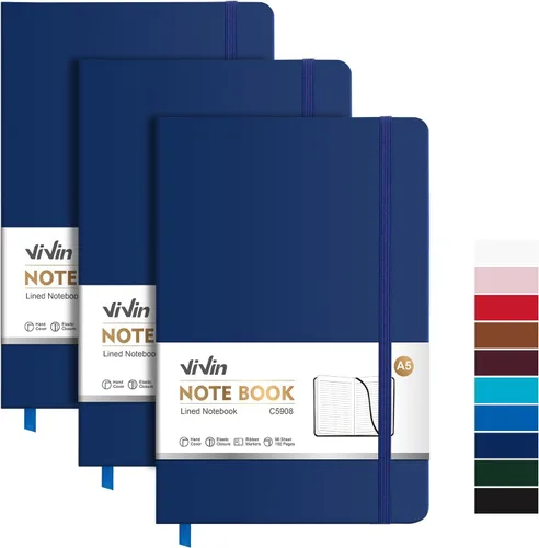 Miniatura 15 de ViVin Cuadernos rayados para trabajo, 192 páginas, tamaño mediano de 5.5 x 8.3 pulgadas, con rayas universitarias, cuadernos A5 de tapa dura